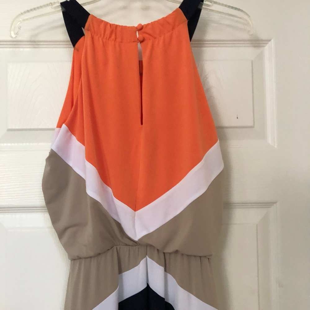 London Times Color-Block Keyhole Halter Maxi Dress - image 6